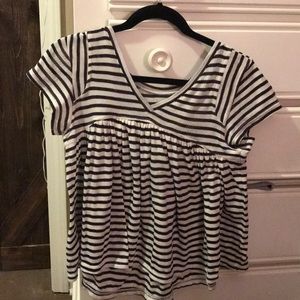 Free People Flowy Striped V-Neck Top